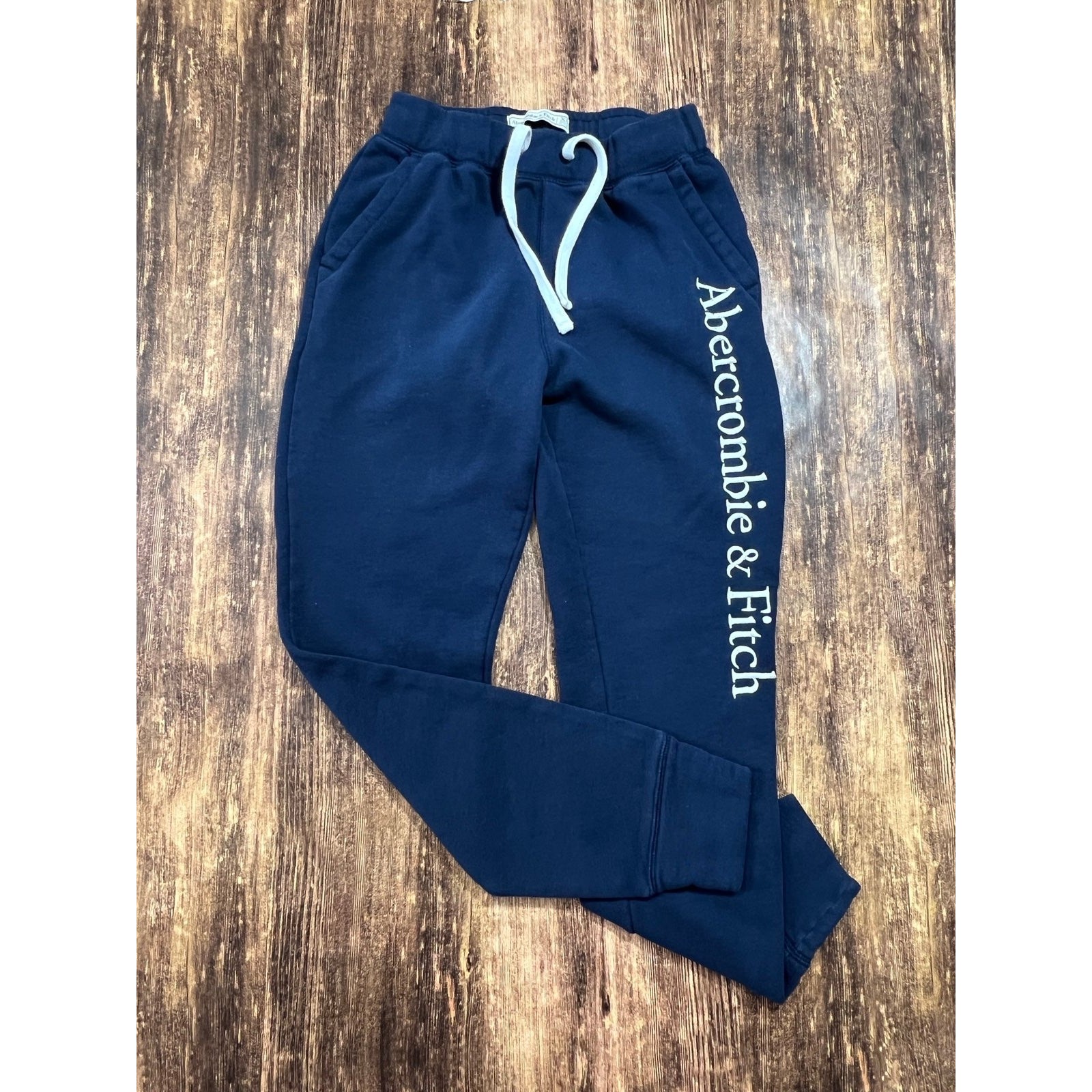 Abercrombie & Fitch Jogger Sweatpants Womens Xs Drawstring Embroidered Logo Navy